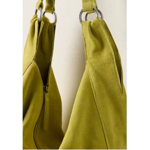 Roma Suede Tote Bag Color: Apple Green - Picture 2 of 4